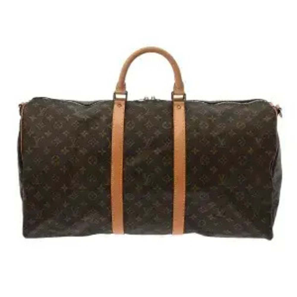 Louis Vuitton Monogram Keepall Bandouliere Canvas Travel Bag Brown